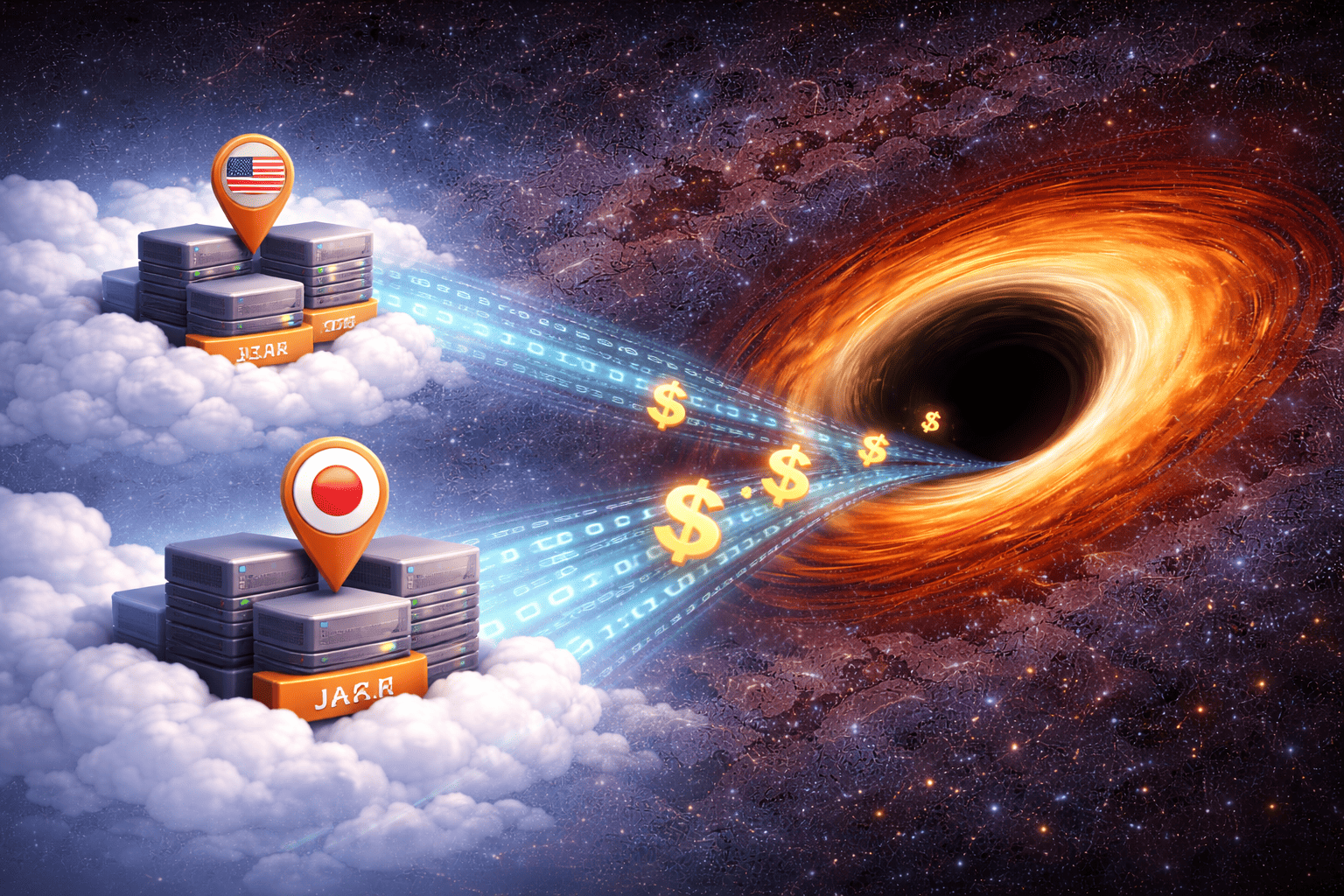 Cross-region cost hole illustration